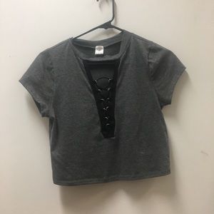 Gray Crop Top